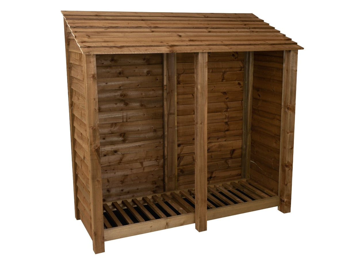 Wooden Log Store W-187cm, H-126cm or 180cm, D-88cm - Brown Finish - SGP Garden Ltd