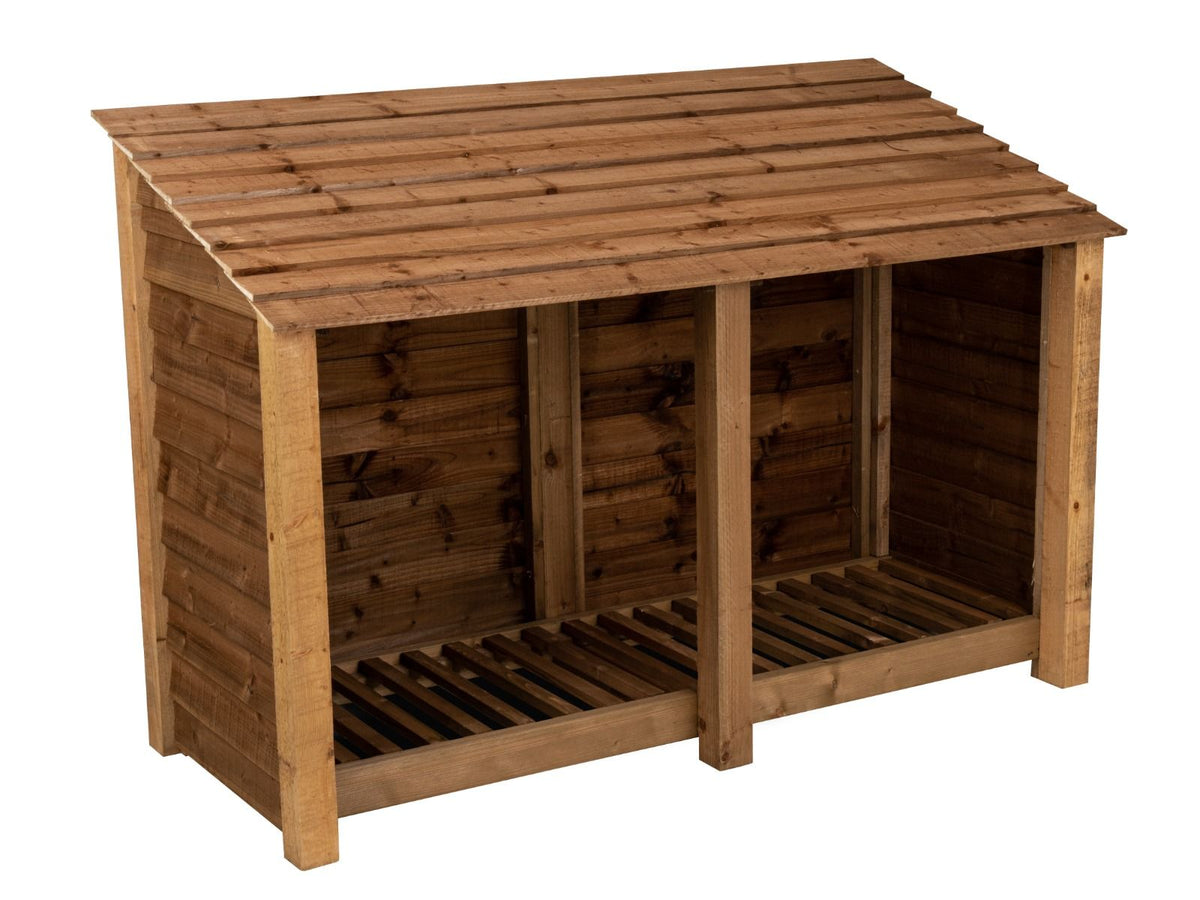 Wooden Log Store W-187cm, H-126cm or 180cm, D-88cm - Brown Finish - SGP Garden Ltd