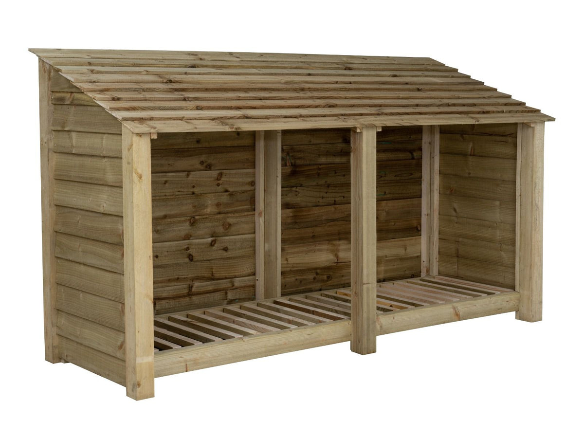 Wooden Log Store W-227cm, H-126cm or 180cm, D-88cm - SGP Garden Ltd
