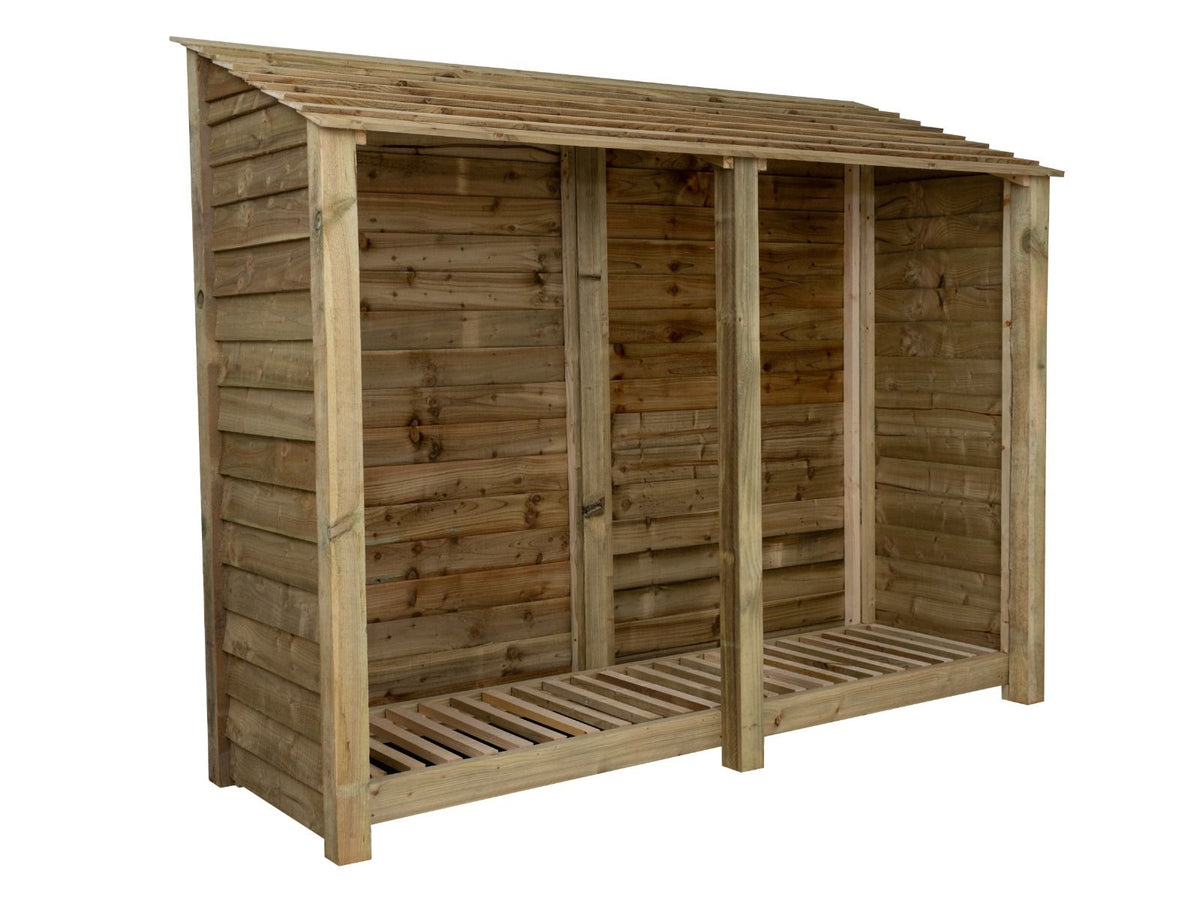 Wooden Log Store W-227cm, H-126cm or 180cm, D-88cm - SGP Garden Ltd