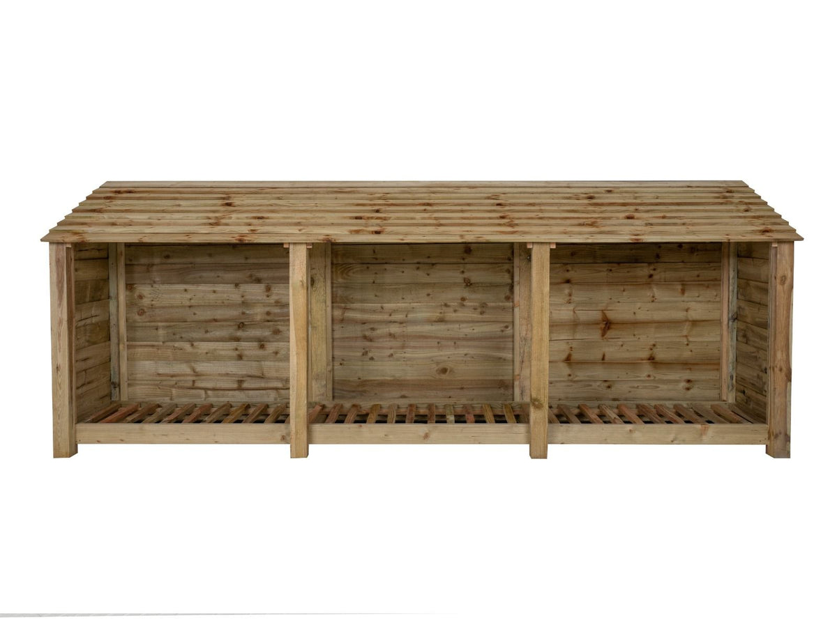 Wooden Log Store W-335cm, H-126cm or 180cm, D-88cm - SGP Garden Ltd