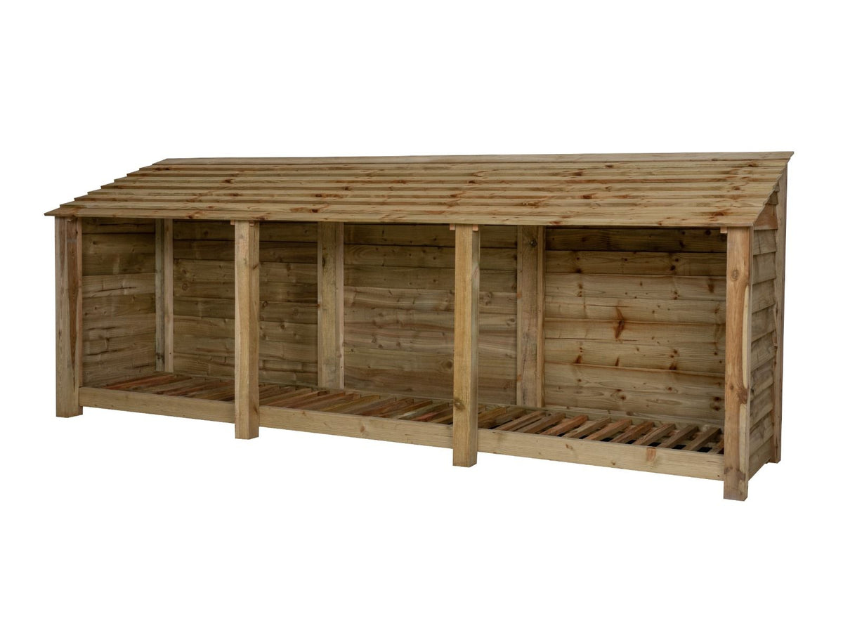 Wooden Log Store W-335cm, H-126cm or 180cm, D-88cm - SGP Garden Ltd