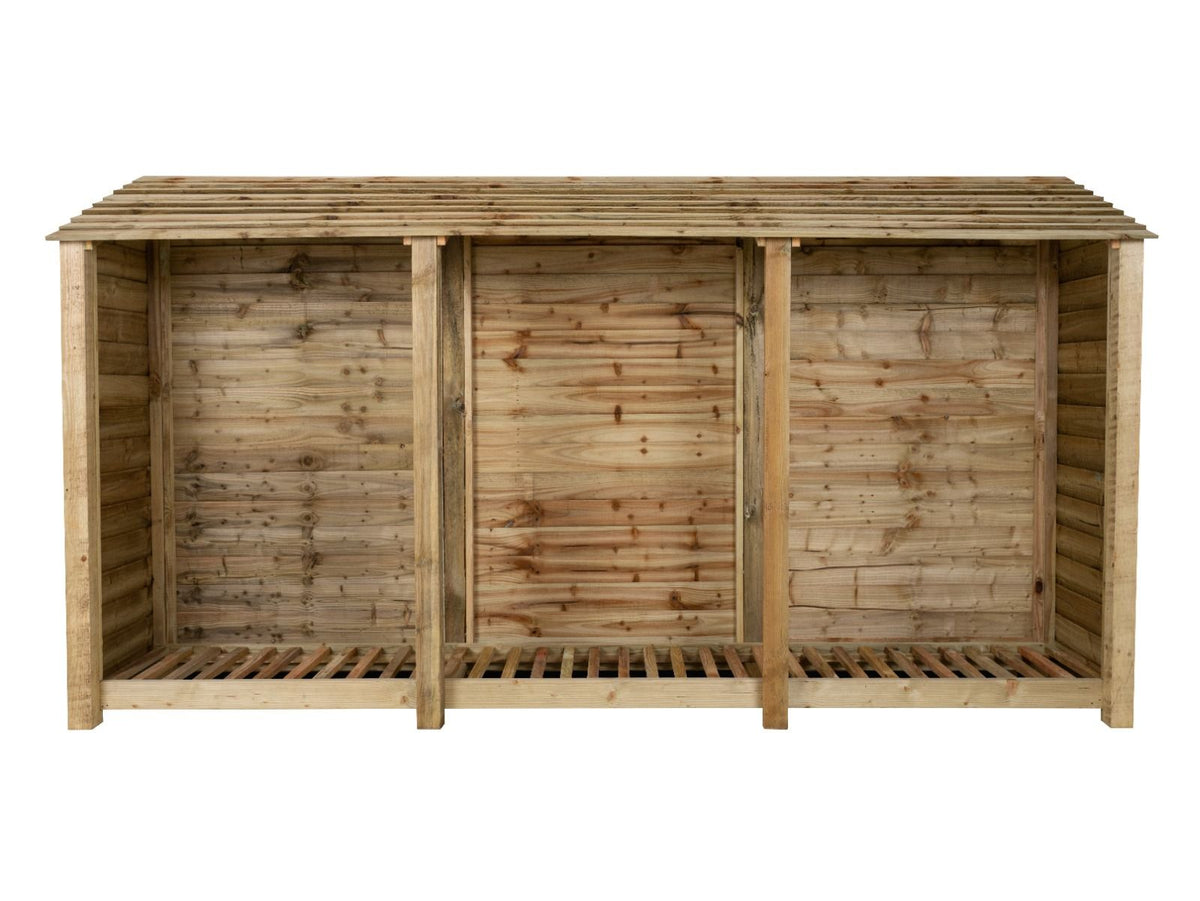 Wooden Log Store W-335cm, H-126cm or 180cm, D-88cm - SGP Garden Ltd