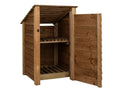 Wooden Log Store with Door and Shelf (Roof Sloping Back) W-79cm, H-126cm or 180cm, D-88cm - Brown Finish - SGP Garden Ltd