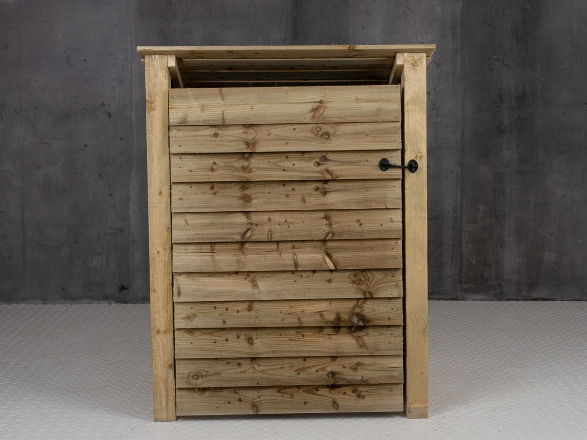 Wooden Log Store with Door and Shelf (Roof Sloping Back) W-99cm, H-126cm Or 180cm, D-88cm - SGP Garden Ltd