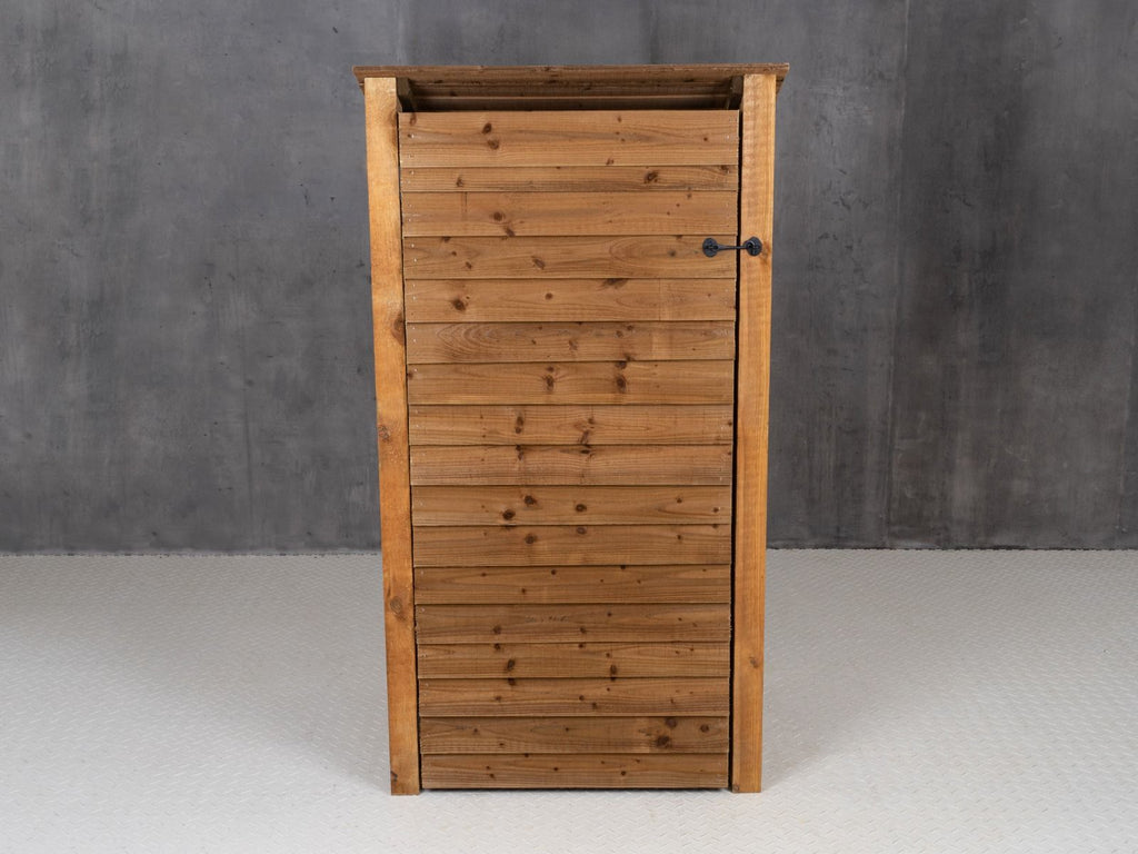 Wooden Log Store with Door and Shelf (Roof Sloping Back) W-99cm, H-126cm Or 180cm, D-88cm - Brown Finish - SGP Garden Ltd