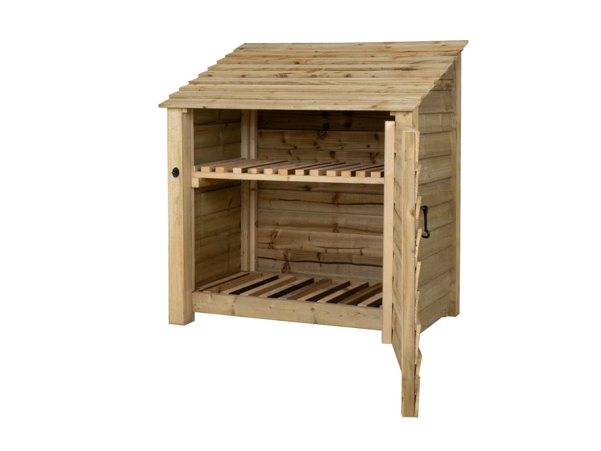 Wooden Log Store with Door and Shelf W-119cm, H-126cm Or 180cm, D-88cm - SGP Garden Ltd