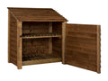 Wooden Log Store with Door and Shelf W-119cm, H-126cm or 180cm, D-88cm - Brown Finish - SGP Garden Ltd