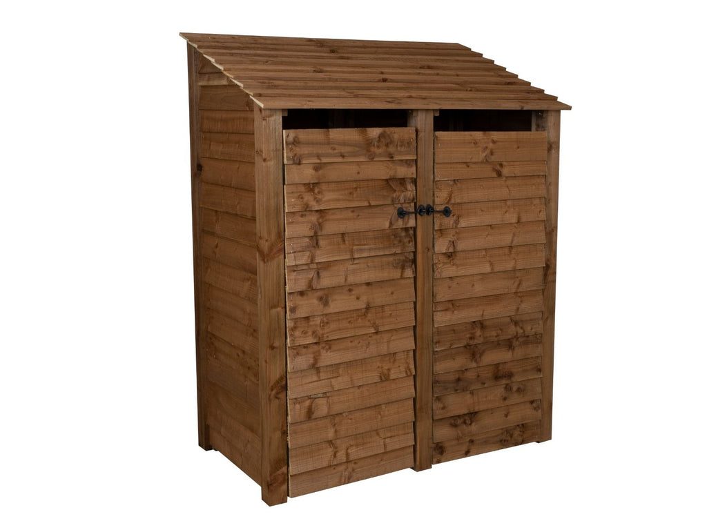 Wooden Log Store with Door and Shelf W-146cm, H-126cm or 180cm, D-88cm - Brown Finish - SGP Garden Ltd