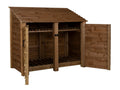 Wooden Log Store with Door and Shelf W-146cm, H-126cm or 180cm, D-88cm - Brown Finish - SGP Garden Ltd