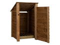 Wooden Log Store with Door (Roof Sloping Back) W-79cm, H-126cm or 180cm, D-88cm - Brown Finish - SGP Garden Ltd
