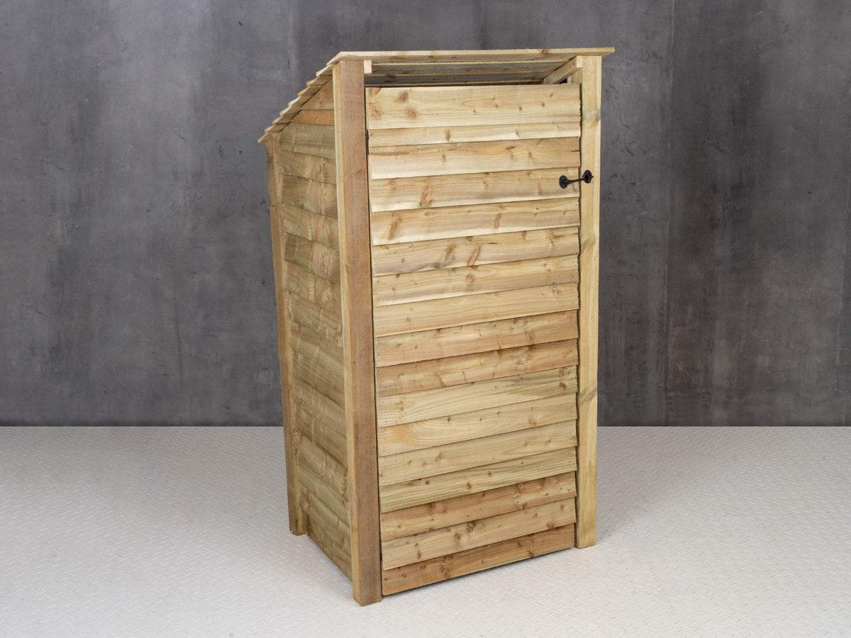 Wooden Log Store with Door (Roof Sloping Back) W-99cm, H-126cm Or 180cm, D-88cm - SGP Garden Ltd