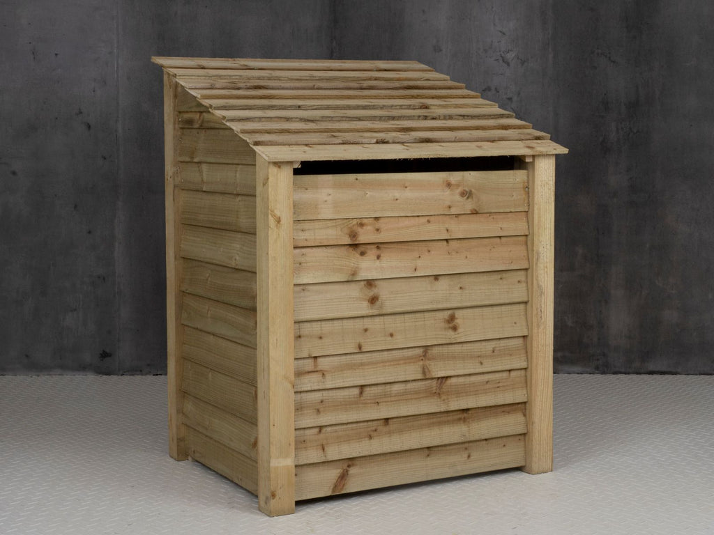 Wooden Log Store with Door (Roof Sloping Back) W-99cm, H-126cm Or 180cm, D-88cm - SGP Garden Ltd