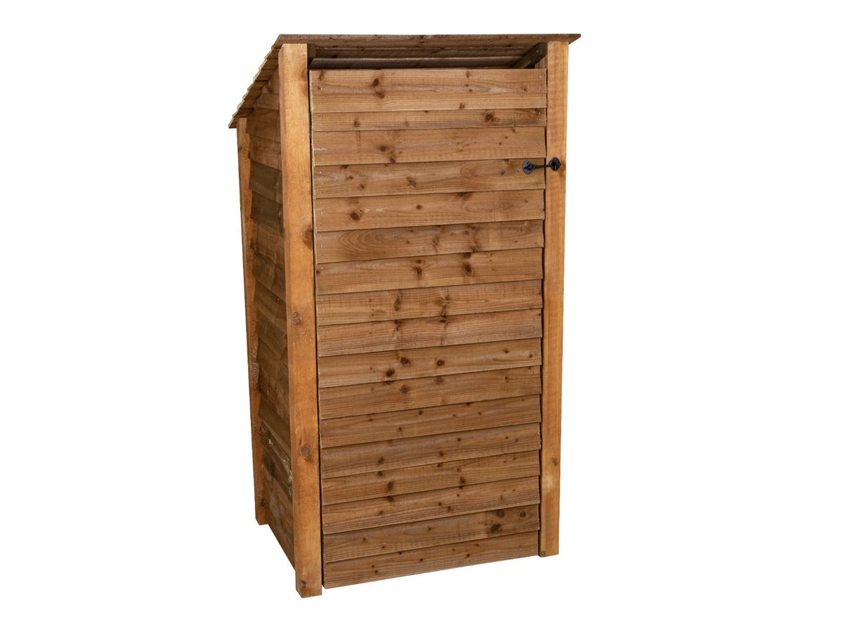 Wooden Log Store with Door (Roof Sloping Back) W-99cm, H-126cm Or 180cm, D-88cm - Brown Finish - SGP Garden Ltd