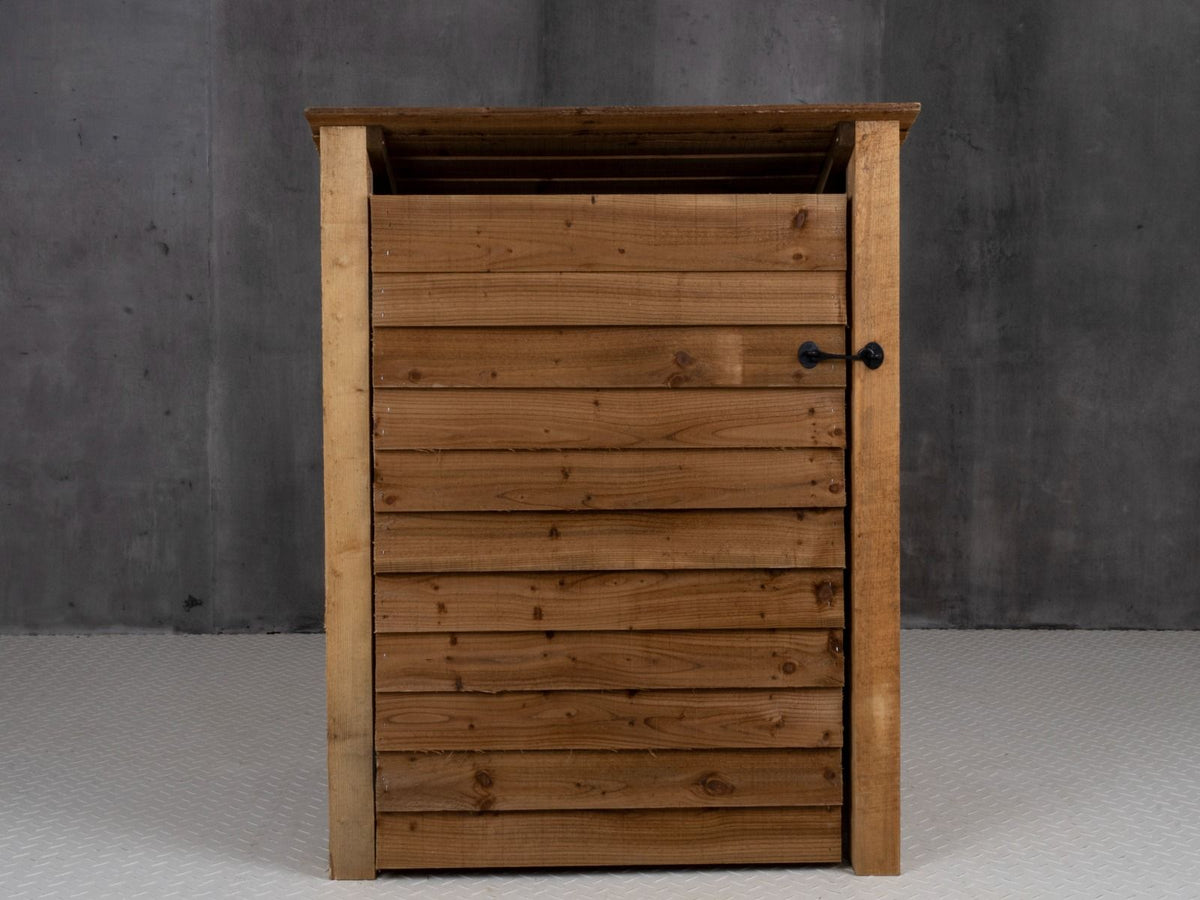 Wooden Log Store with Door (Roof Sloping Back) W-99cm, H-126cm Or 180cm, D-88cm - Brown Finish - SGP Garden Ltd