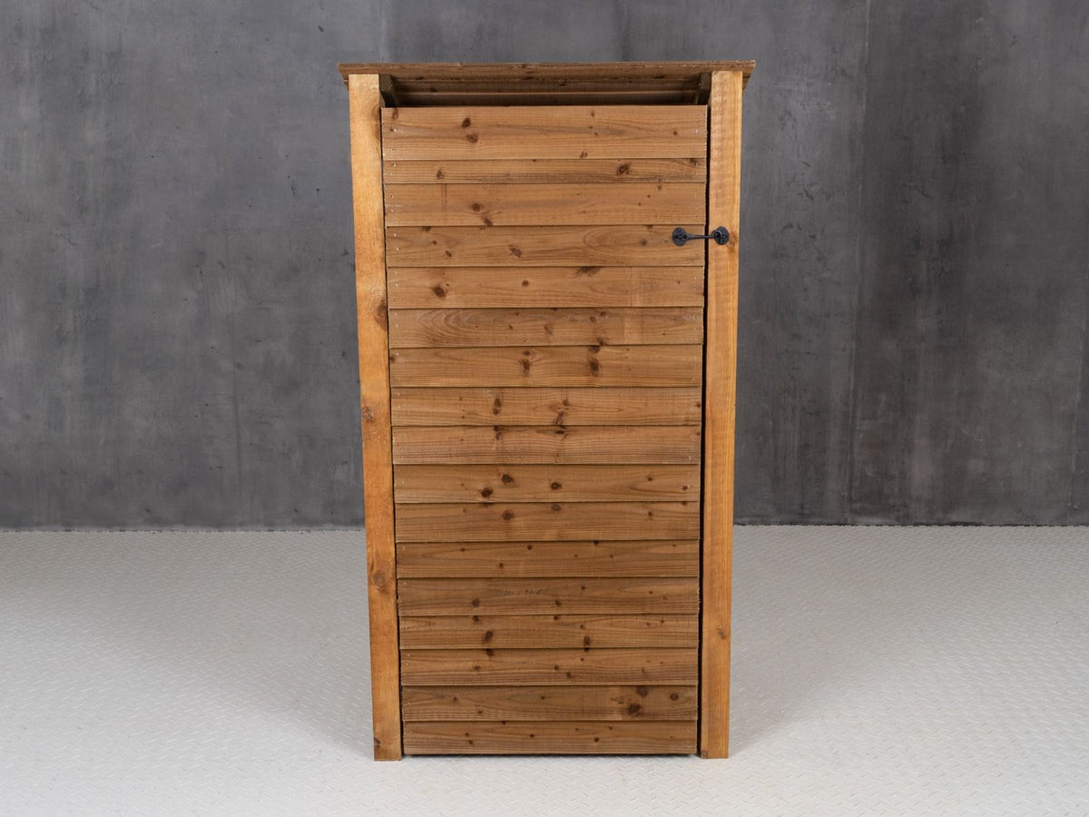 Wooden Log Store with Door (Roof Sloping Back) W-99cm, H-126cm Or 180cm, D-88cm - Brown Finish - SGP Garden Ltd
