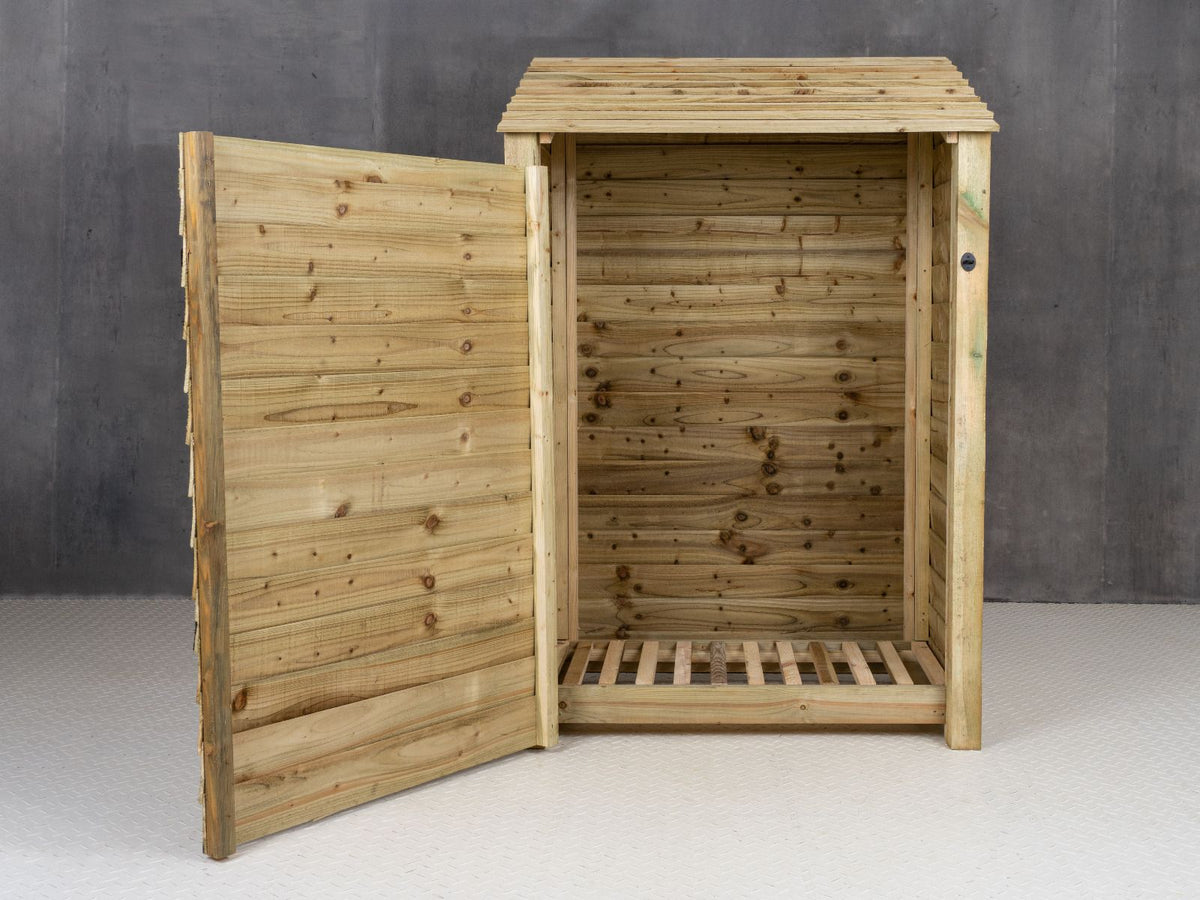 Wooden Log Store with Door W-119cm, H-126cm Or 180cm, D-88cm - SGP Garden Ltd