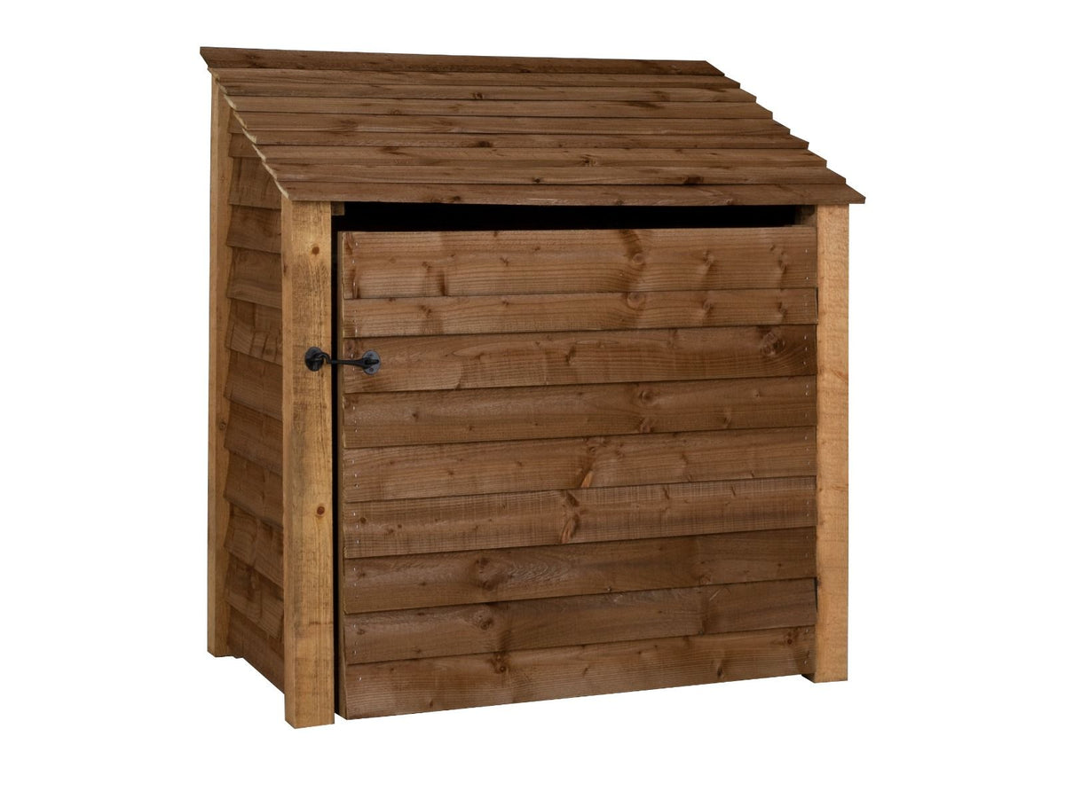 Wooden Log Store with Door W-119cm, H-126cm or 180cm, D-88cm - Brown Finish - SGP Garden Ltd
