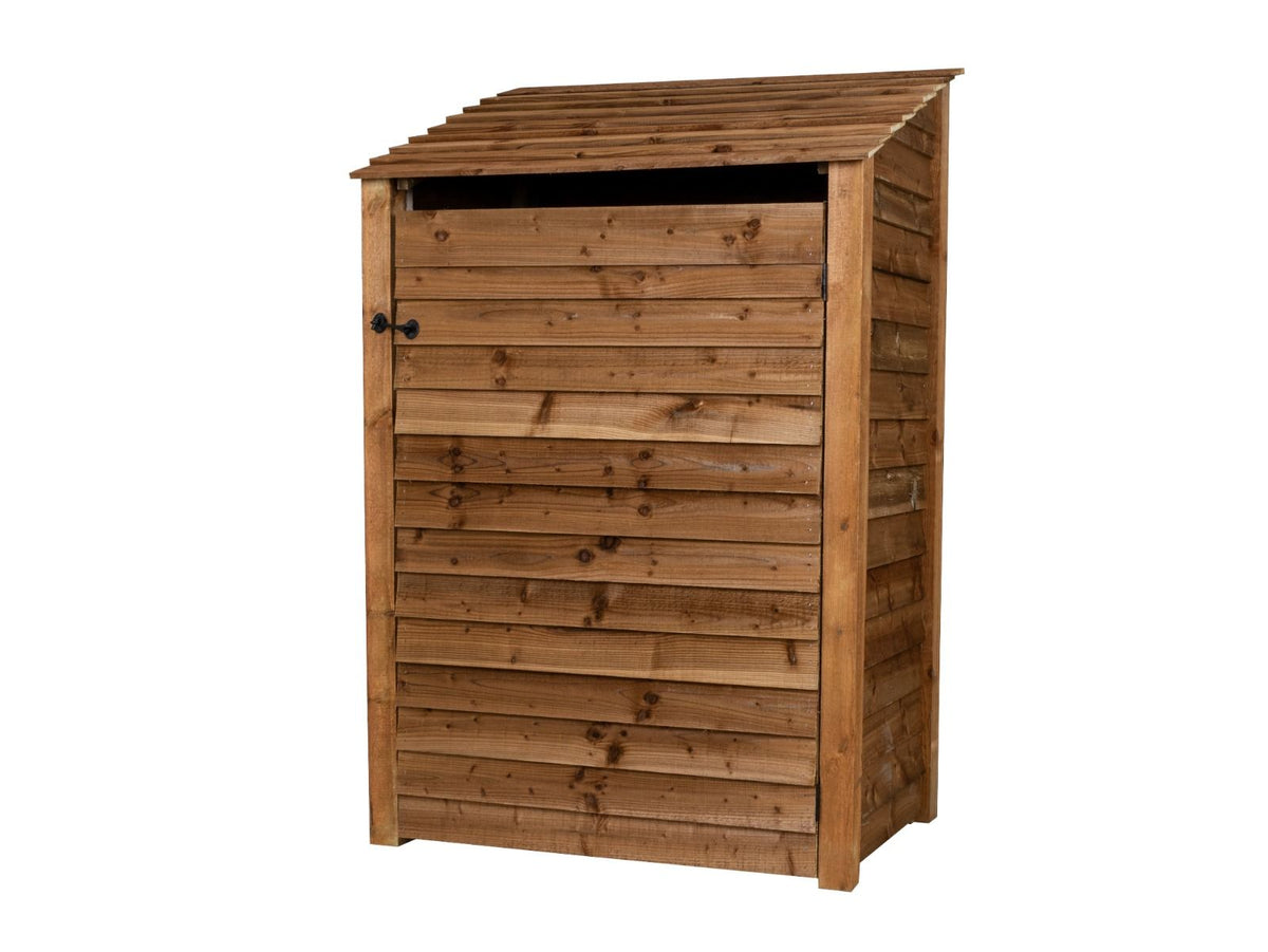 Wooden Log Store with Door W-119cm, H-126cm or 180cm, D-88cm - Brown Finish - SGP Garden Ltd