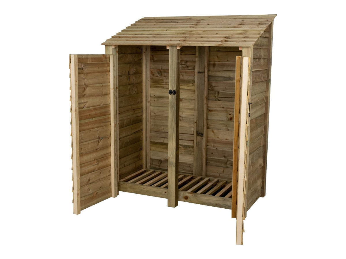 Wooden Log Store with Door W-146cm, H-126cm or 180cm, D-88cm - SGP Garden Ltd