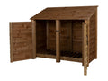 Wooden Log Store with Door W-146cm, H-126cm or 180cm, D-88cm - Brown Finish - SGP Garden Ltd