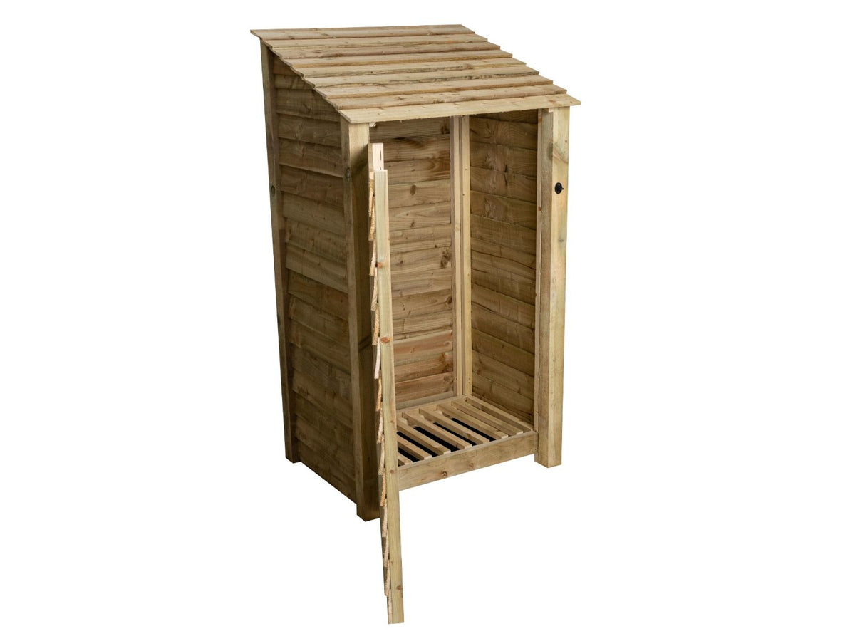 Wooden Log Store with Door W-99cm, H-126cm Or 180cm, D-88cm - SGP Garden Ltd