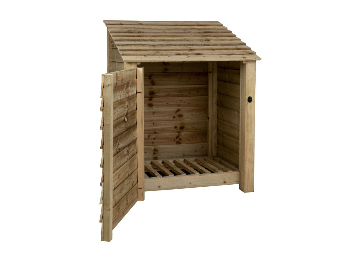 Wooden Log Store with Door W-99cm, H-126cm Or 180cm, D-88cm - SGP Garden Ltd