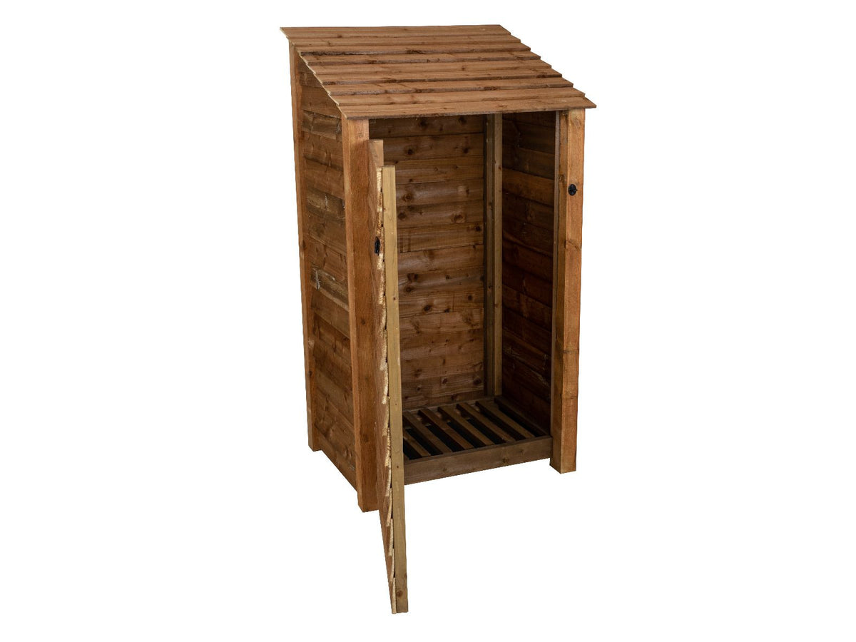 Wooden Log Store with Door W-99cm, H-126cm Or 180cm, D-88cm - Brown Finish - SGP Garden Ltd