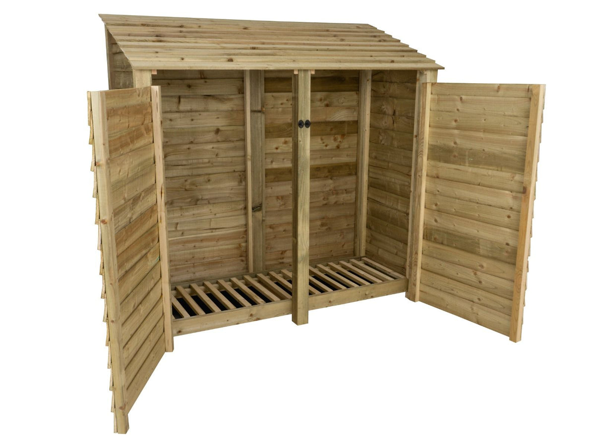 Wooden Log Store with Doors W-187cm, H-126cm or 180cm, D-88cm - SGP Garden Ltd