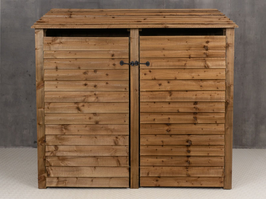 Wooden Log Store with Doors W-187cm, H-126cm or 180cm, D-88cm - Brown Finish - SGP Garden Ltd