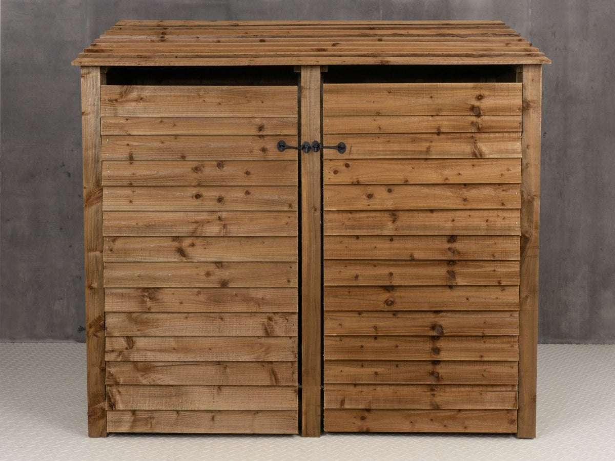 Wooden Log Store with Doors W-187cm, H-126cm or 180cm, D-88cm - Brown Finish - SGP Garden Ltd