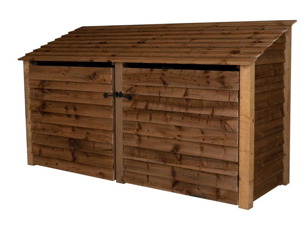 Wooden Log Store with Doors W-227cm, H-126cm or 180cm, D-88cm - Brown Finish - SGP Garden Ltd