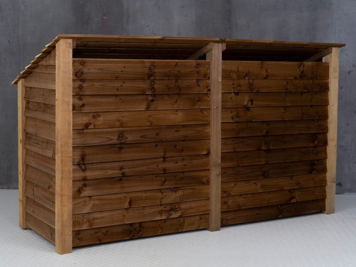 Wooden Log Store with Doors W-227cm, H-126cm or 180cm, D-88cm - Brown Finish - SGP Garden Ltd