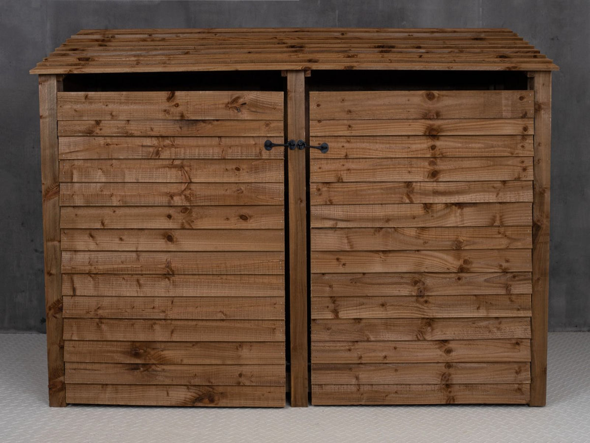 Wooden Log Store with Doors W-227cm, H-126cm or 180cm, D-88cm - Brown Finish - SGP Garden Ltd