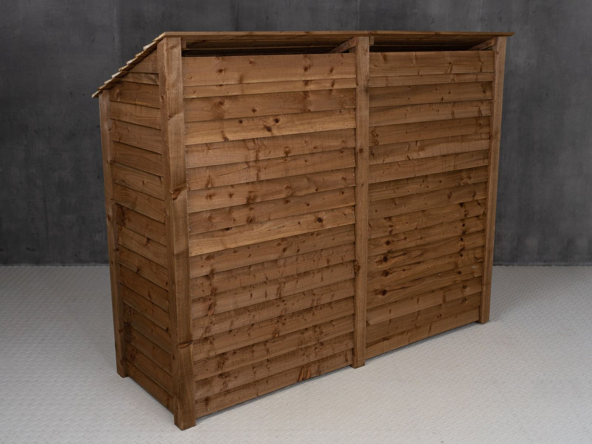 Wooden Log Store with Doors W-227cm, H-126cm or 180cm, D-88cm - Brown Finish - SGP Garden Ltd