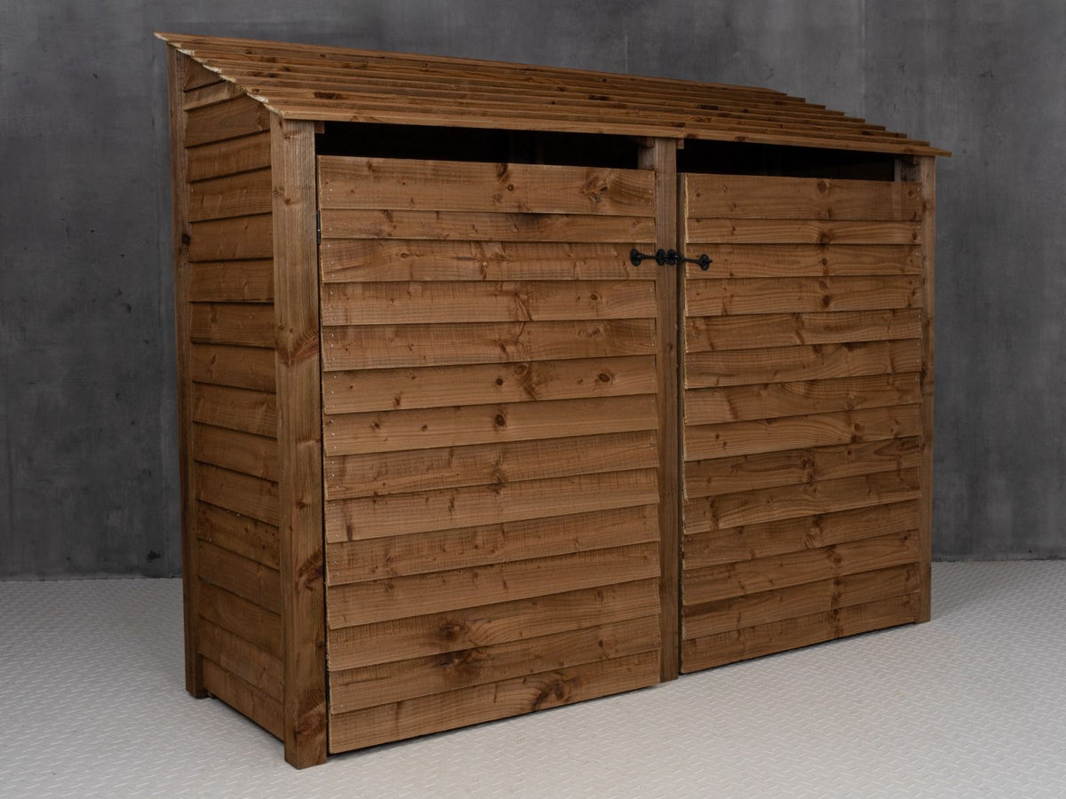 Wooden Log Store with Doors W-227cm, H-126cm or 180cm, D-88cm - Brown Finish - SGP Garden Ltd