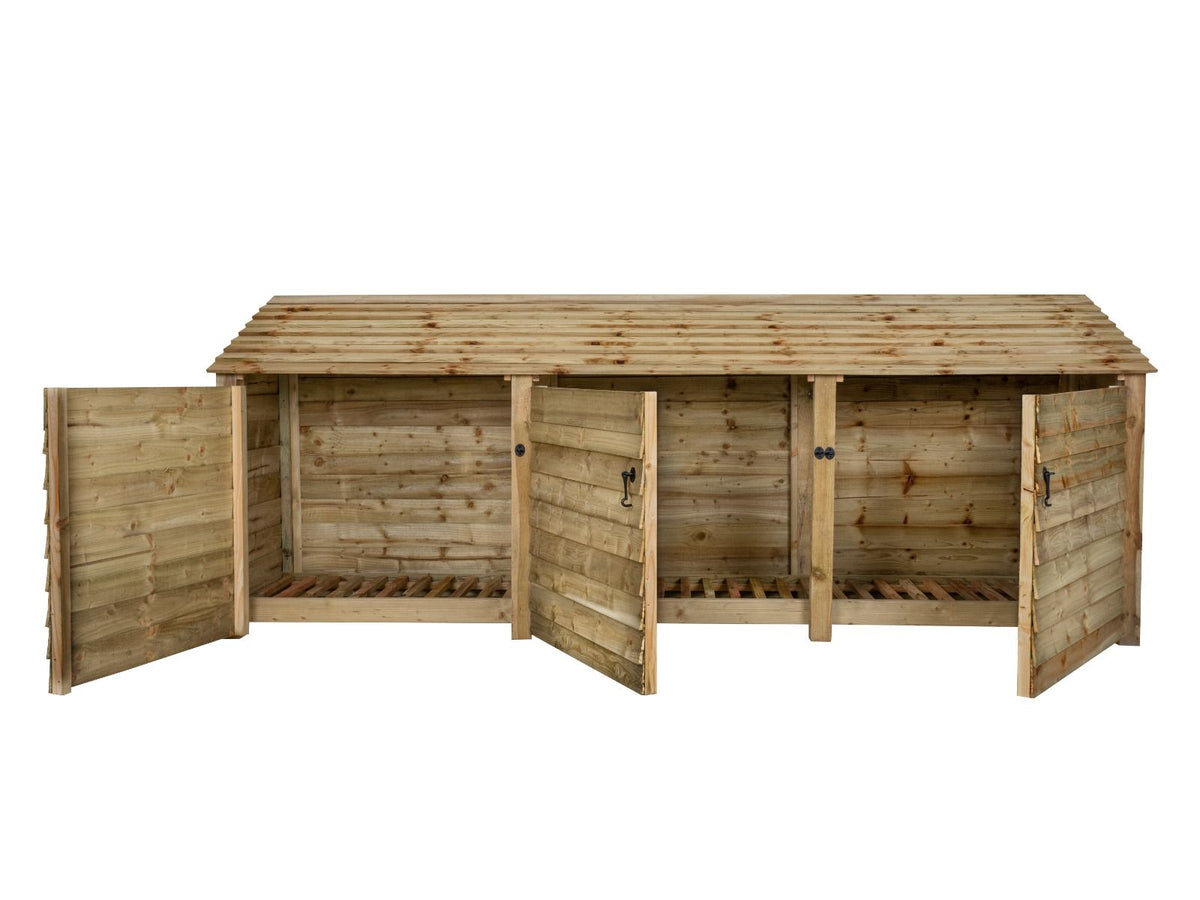 Wooden Log Store with Doors W-335cm, H-126cm or 180cm, D-88cm - SGP Garden Ltd