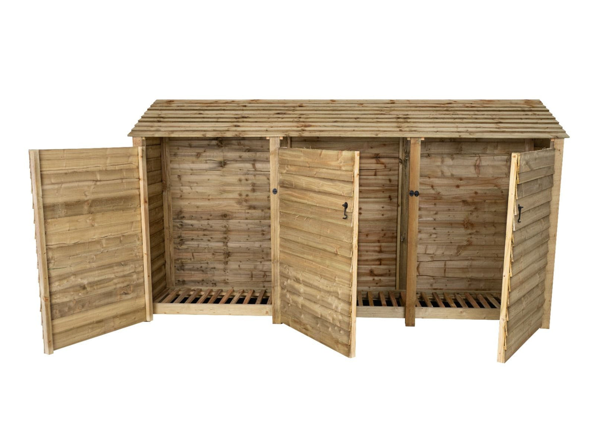 Wooden Log Store with Doors W-335cm, H-126cm or 180cm, D-88cm - SGP Garden Ltd