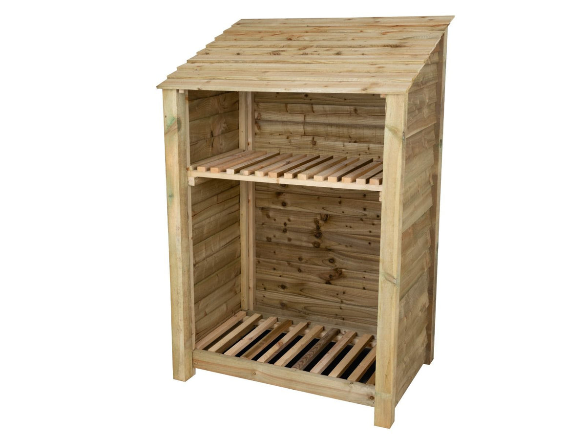 Wooden Log Store with Shelf W-119cm, H-126cm Or 180cm, D-88cm - SGP Garden Ltd