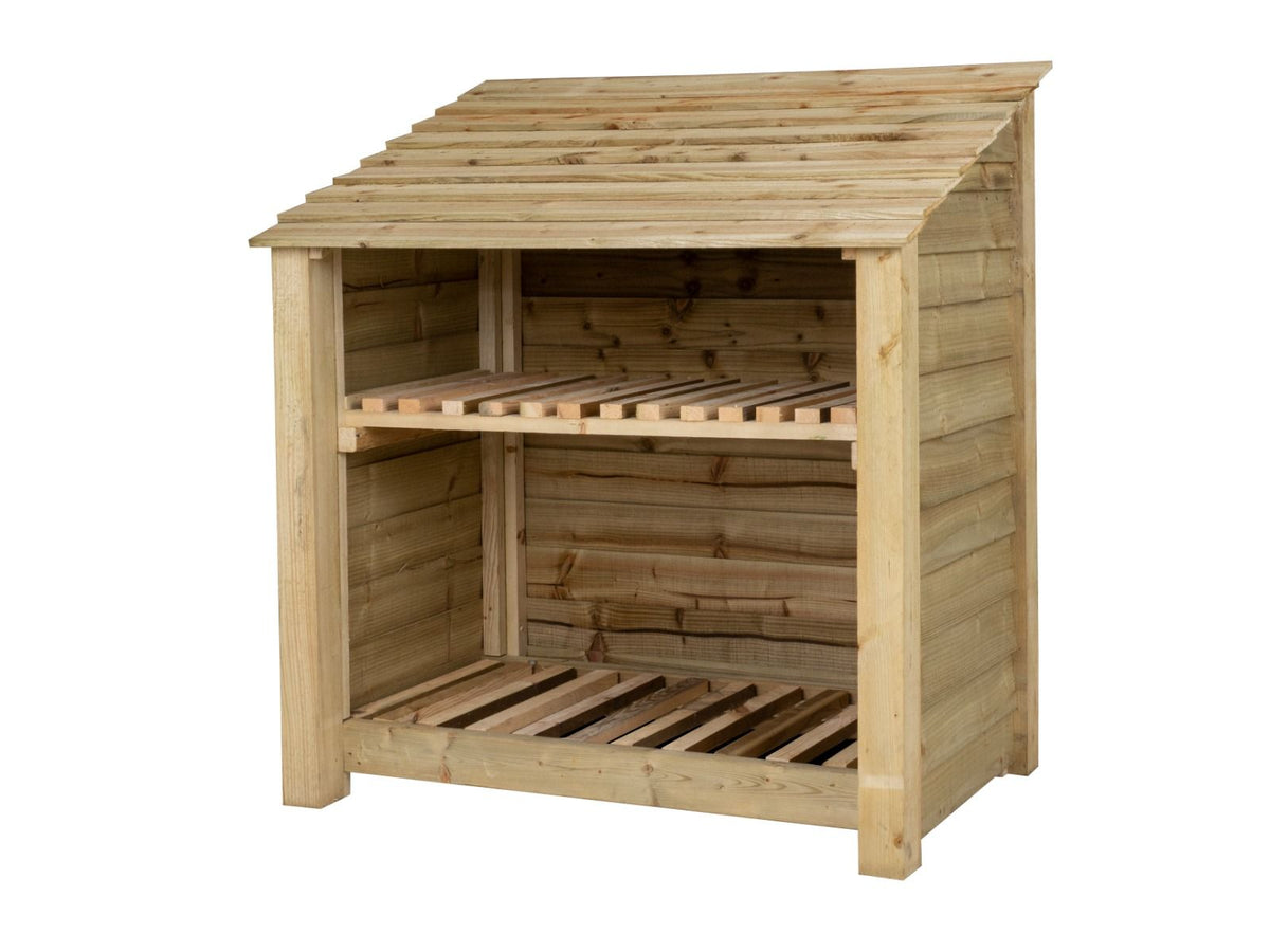 Wooden Log Store with Shelf W-119cm, H-126cm Or 180cm, D-88cm - SGP Garden Ltd