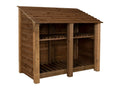 Wooden Log Store with Shelf W-146cm, H-126cm or 180cm, D-88cm - Brown Finish - SGP Garden Ltd