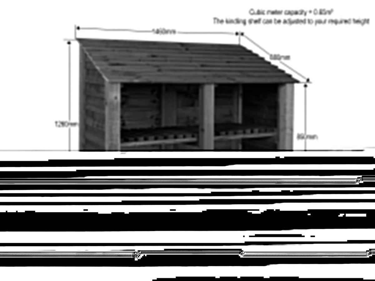 Wooden Log Store with Shelf W-146cm, H-126cm or 180cm, D-88cm - Brown Finish - SGP Garden Ltd