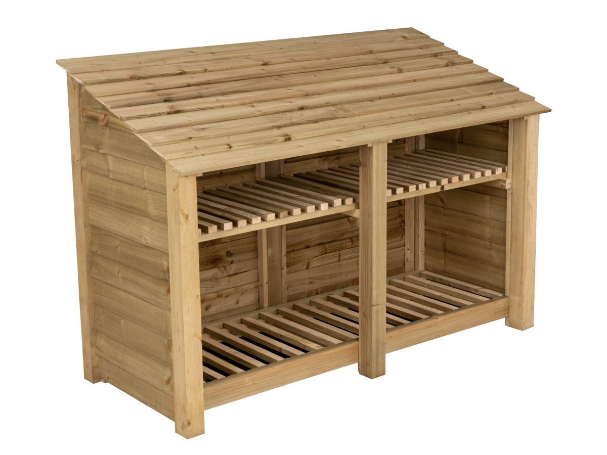 Wooden Log Store with Shelf W-187cm, H-126cm or 180cm, D-88cm - SGP Garden Ltd