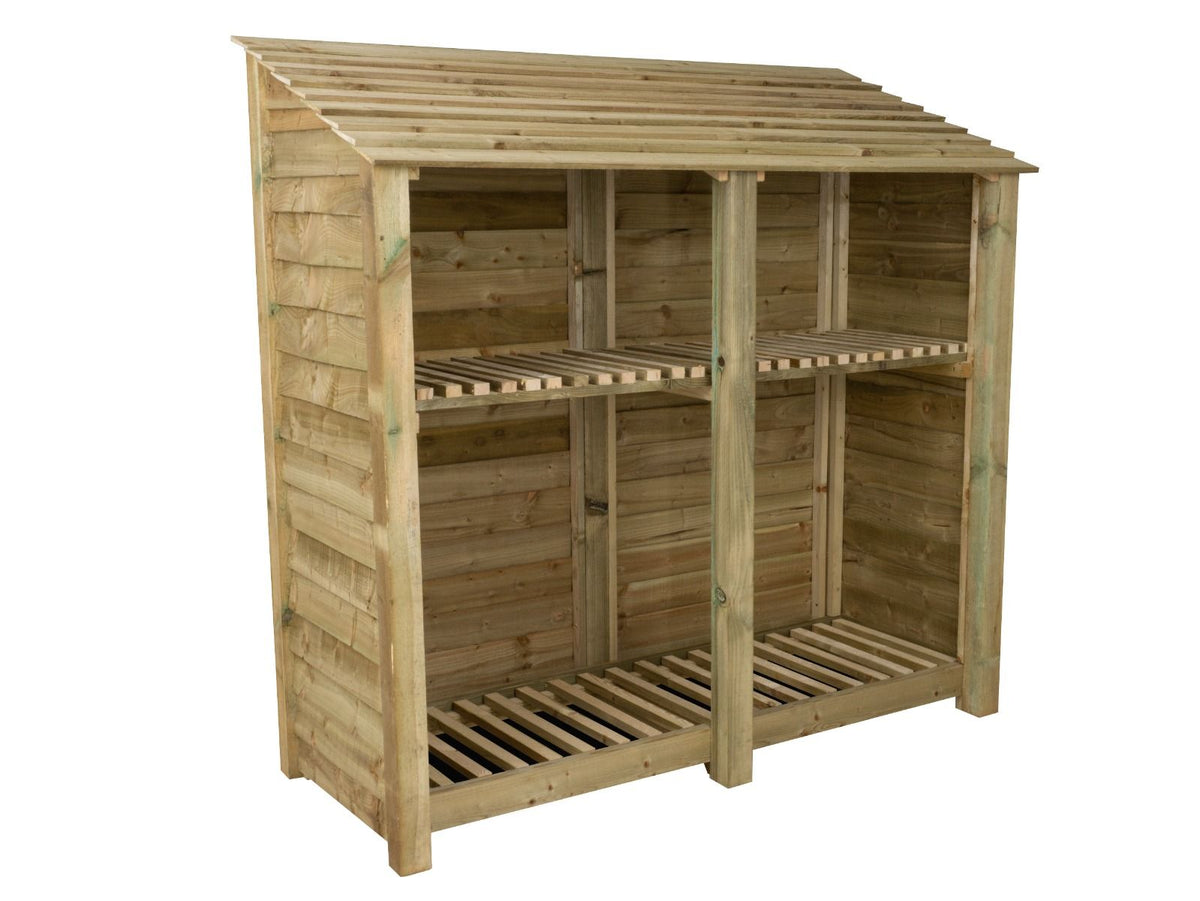 Wooden Log Store with Shelf W-187cm, H-126cm or 180cm, D-88cm - SGP Garden Ltd