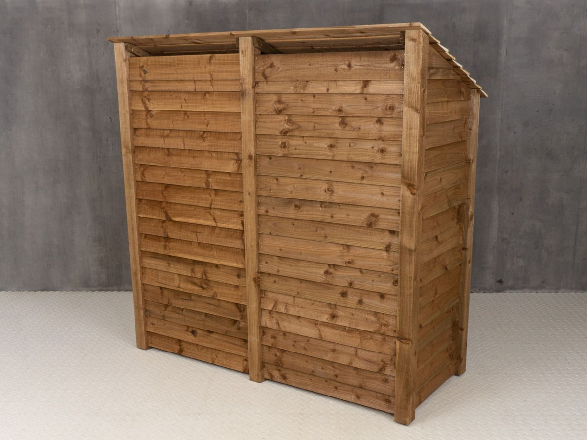Wooden Log Store with Shelf W-187cm, H-126cm or 180cm, D-88cm - Brown Finish - SGP Garden Ltd