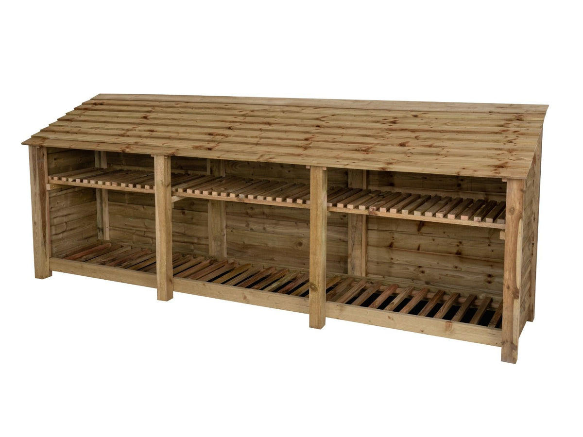 Wooden Log Store with Shelf W-335cm, H-126cm or 180cm, D-88cm - SGP Garden Ltd