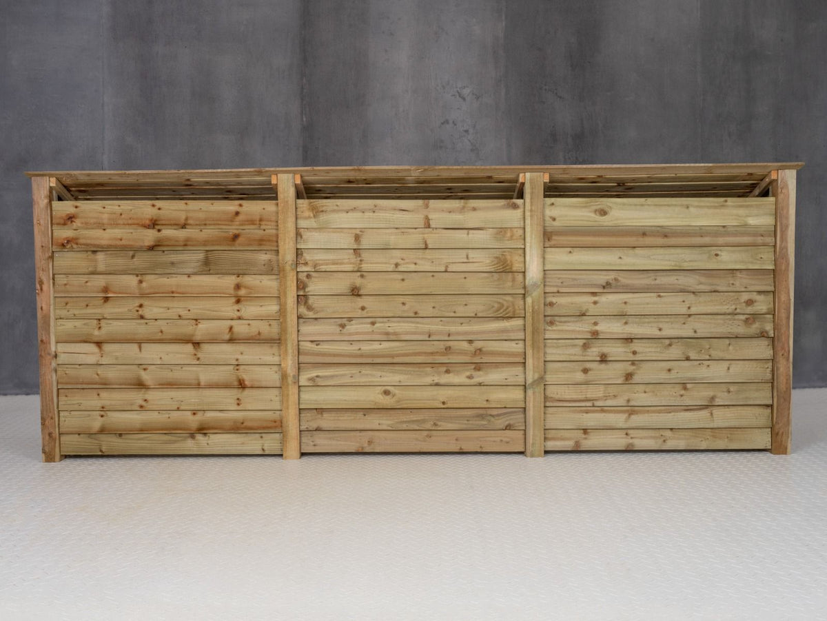 Wooden Log Store with Shelf W-335cm, H-126cm or 180cm, D-88cm - SGP Garden Ltd