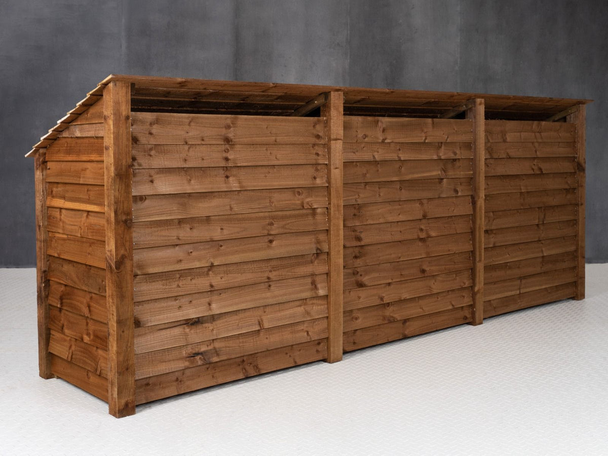 Wooden Log Store with Shelf W-335cm, H-126cm or 180cm, D-88cm - Brown Finish - SGP Garden Ltd