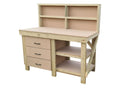 Wooden MDF top tool cabinet workbench with storage shelf (V.7) with back panel and double shelf - SGP Garden Ltd
