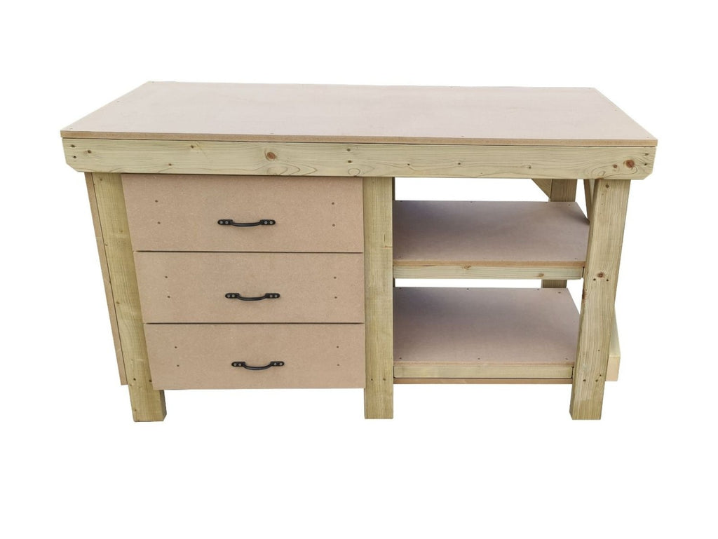 Wooden MDF top tool cabinet workbench with storage shelf (V.7) with double shelf - SGP Garden Ltd